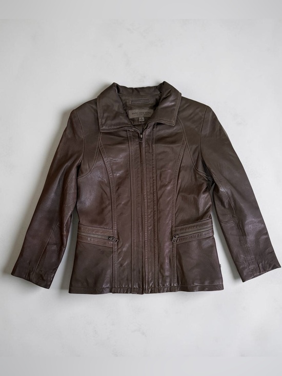 Marc New York Jackets & Blazers - Vintage Andrew Marc Brown Soft Lambskin Leather Jacket Women Small Y2K Zip Up SM